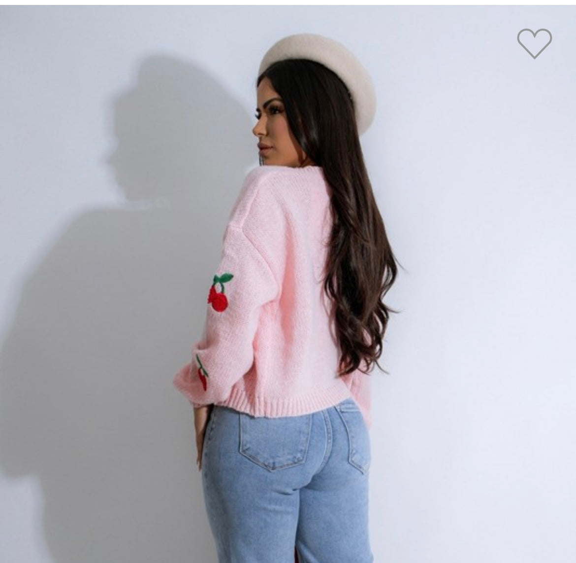 Cherry Embroidery Oversized Cardigan