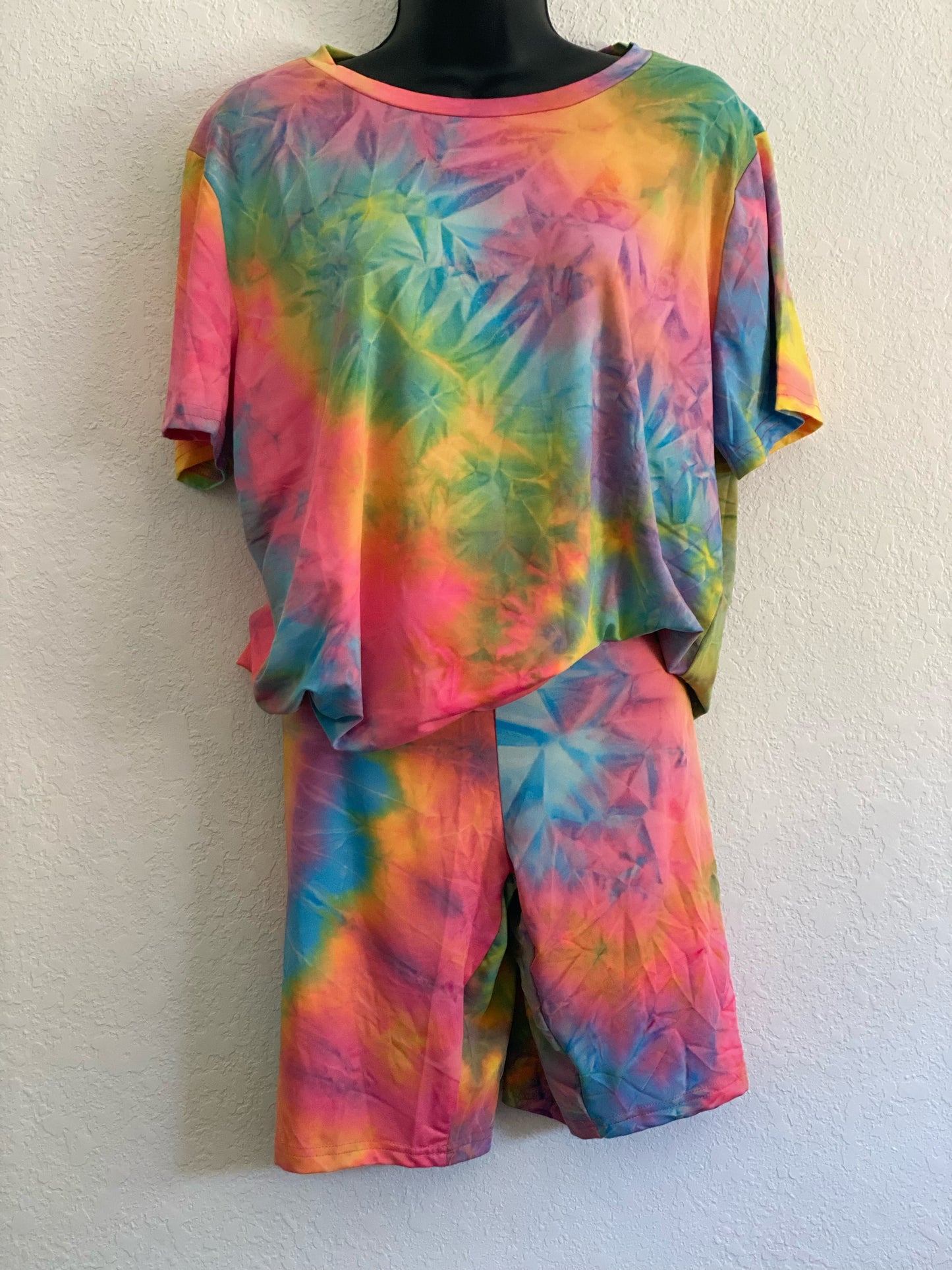 PLUS SIZE " Rainbow" Two Piece Biker Short Set