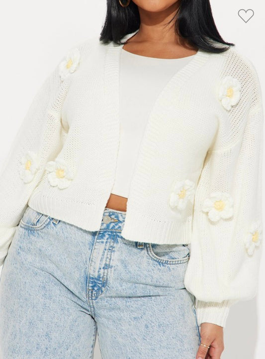 Floral Patch Sweater Cardigan