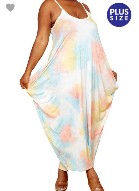 PLUS SIZE ONLY “ Cotton Candy” Maxi Balloon Dress