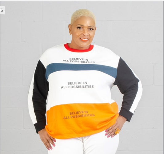 PLUS SIZE "Possibilities"Graphic Sweatshirt